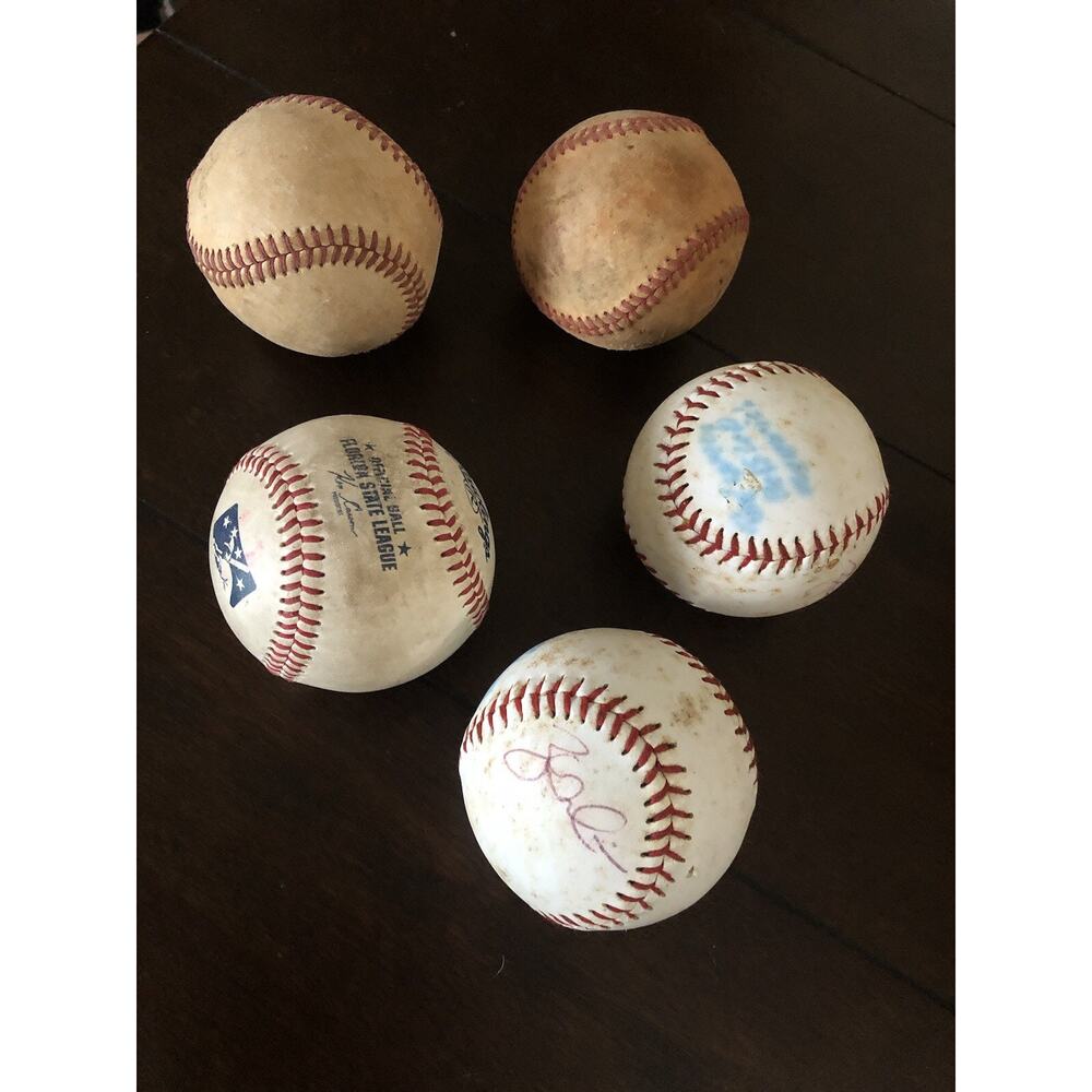 Collection Of 5 Contains Several Autographed And League-stamped Baseballs